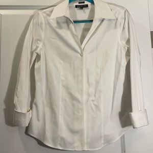Solid White Button-Up Dress Shirt